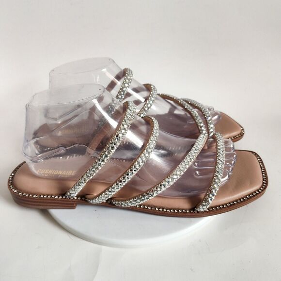 Cushionaire Sandals Size 10 Dressy Flats Comfort Slides Rhinestones Memory Foam - Picture 3 of 13